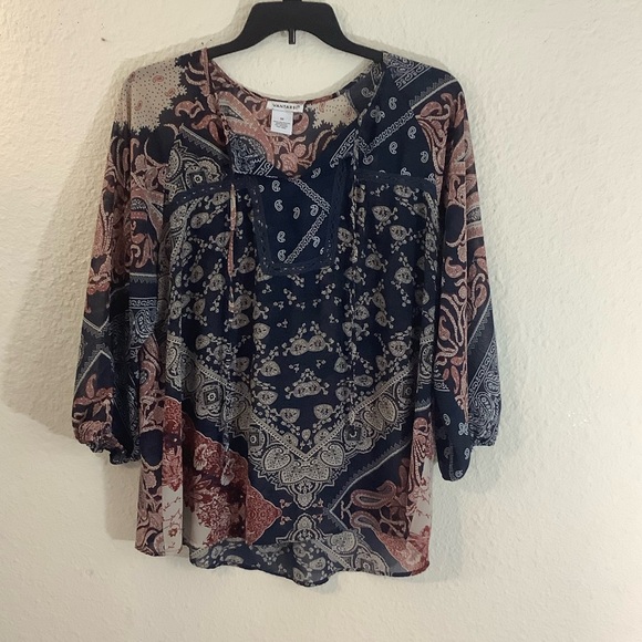 Vantarsi Boho floral flowy tunic top blouse 3X Plus - Picture 8 of 10